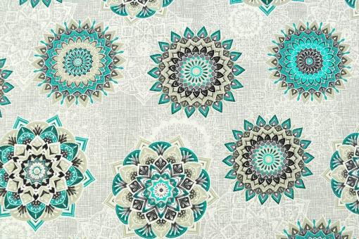 Outdoor-Dekostoff - Mandalas del Sol - Aqua 